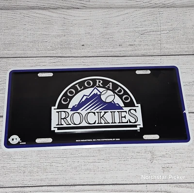 Licensed MLB Colorado Rockies Embossed Metal Baseball License Plate Cover - Image 1 of 4