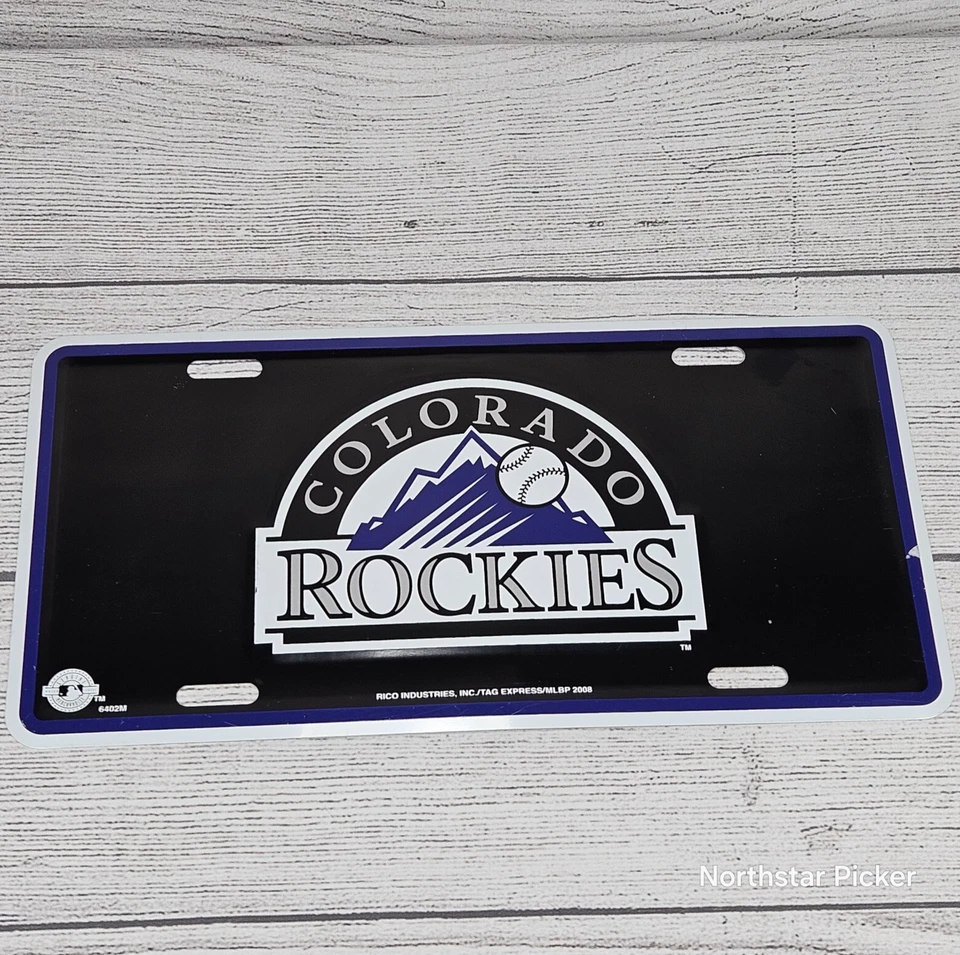 Licensed MLB Colorado Rockies Embossed Metal Baseball License Plate Cover - Image 1 of 4