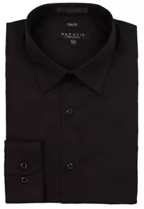 Marquis Men's Premium Slim Fit Button Up Long Sleeve Solid Color Dress Shirt - Picture 1 of 27