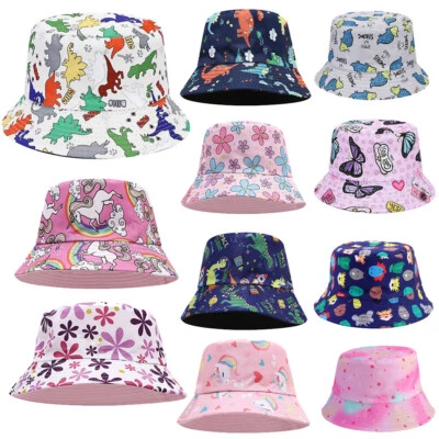Baby Girls Boys Summer Bucket Hat Kids Reversible Sun Hat Foldable Beach Hats - Image 1 of 4