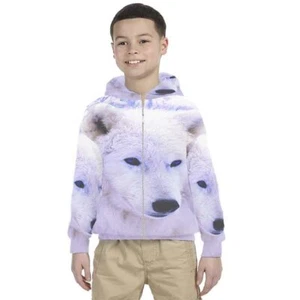 Kids Hoodie Snow Wolf Design Hoodie Unisex For Children - Picture 1 of 4