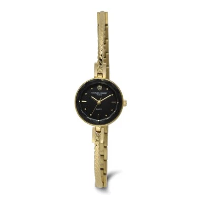 Reloj de cuarzo Charles Hubert 25 mm para mujer esfera negra chapado en oro acero inoxidable Foto 1 de 2