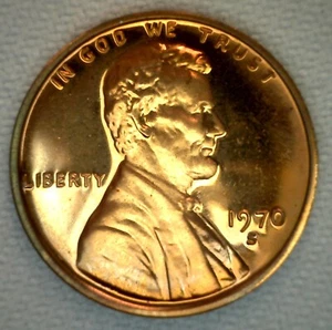 1970 S Lincoln Penny One-Cent Proof U.S. Mint Copper Coin 1c from Proof Set - Picture 1 of 2