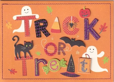 PAPYRUS HALLOWEEN CARD NIP MSRP $7.95 TRICK OR TREAT (B5)