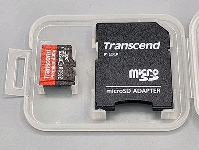 TRANSCEND 256GB SD Card Premium 400x w Adapter & Case For Phones Cameras Drones - Image 1 of 2