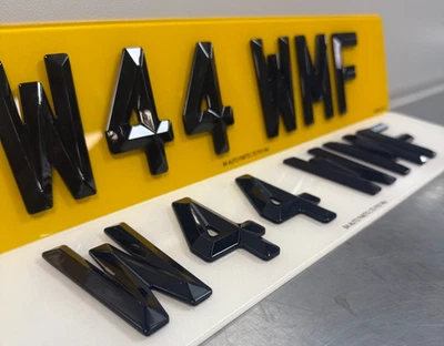 4D RETRO NUMBER PLATES, BEVELLED DIAMOND, UK ROAD LEGAL, PAIR - image 1 of 3