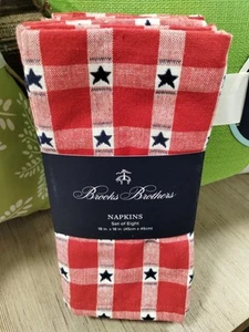 set 8 tovaglioli Brooks Brothers AMERICANA PLAID STARS patriottici 4 luglio 18" NUOVI - Foto 1 di 24