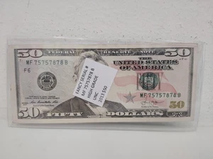 Fancy Serial Number $50 7575878 Uncirculated - Picture 1 of 1