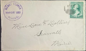 Mount Vernon Maine Violet CDS 2c Banknote 1889 Kennebec Nice Strike! Tp - Picture 1 of 2