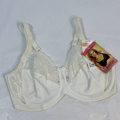 Lilyette 36DD Ivory Minimizer Underwire Bra 0432 Full Coverage Lace Trim NEW - Image 1 of 4