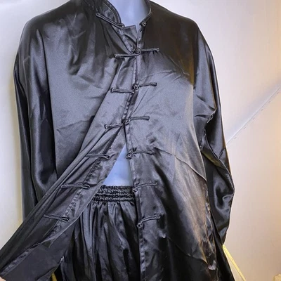 Chinese Tang Suit Jacket Men Black Kung Fu Martial Arts Halloween Costume - Image 1 of 4