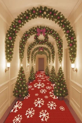 Snowflake Christmas Runner Rug: Cozy Holiday Hallway Decor - Image 1 of 4