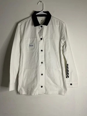 Vans off the wall Men's White Snap Front Corduroy Collar Unlined Coat Jacket S - Image 1 of 4