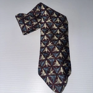 Corbata Estructura Tela Italiana Dardos Pájaros Geométrica Seda Cuello Hecha en EE. UU. - Imagen 1 de 5