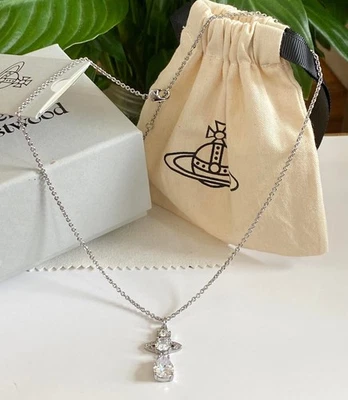 Vivienne Westwood ISMENE Necklace PLATINUM / WHITE CZ BRASS - Image 1 of 4