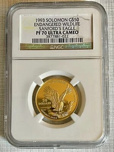 Solomon Islands 1993 Sanford's Eagle $50 Gold NGC PF70 ULTRA CAMEO SKU# 7228 - Picture 1 of 2