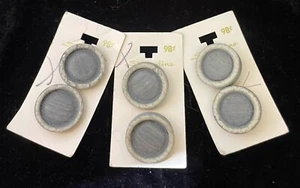 VTG New Set of 6 Gray Plastic Buttons Metal Shank Size 28 mm or 1_1/8 inches - Picture 1 of 12