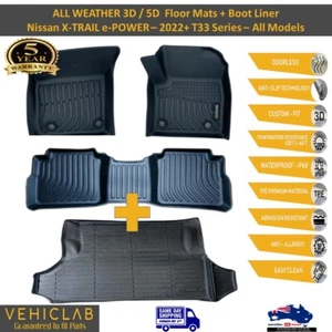 3D TPE All Weather Floor Mats + Boot Liner for Nissan XTrail e-POWER T33 - 2022+ - Picture 1 of 40
