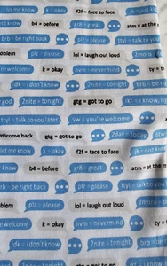 Windham Fabrics Text Me Back Blue and White Cotton Fabric 1yd X 44 - Picture 1 of 1