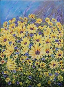 Anastasia Woron: "Margaritas" - Óleo Original Firmado (40x30 cm.) 2022 - Bild 1 von 12