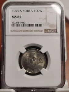 South Korea 100 Won 1975 NGC MS65 coin UNC - Picture 1 of 8