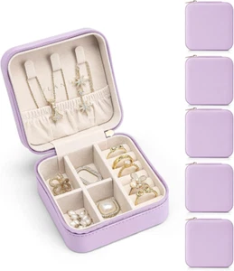 Travel Jewelry Box, Small Jewelry Travel Organizer Case for Girls Women - Purple - Picture 1 of 7