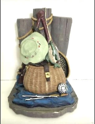 Vintage 1993 Figi Graphics Resin Bookend - BE-231 - “Gone Fishin” - Image 1 of 4