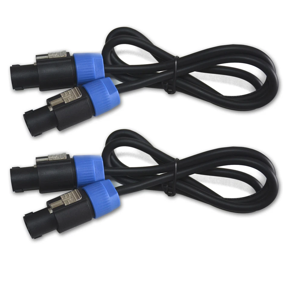 2x 3 Ft Speakon to Speakon plug 15 GA Gauge Wire Pro Audio DJ Speaker Cable  - Image 1 of 4