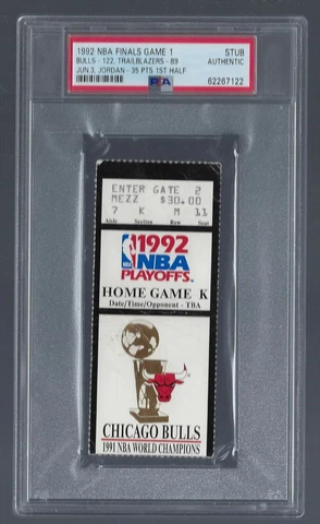PSA - MICHAEL JORDAN “SHRUG GAME” TICKET STUB BULLS 1992 NBA FINALS GAME 1 BLACK Cover