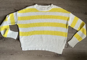 C&C California Yellow & White Stripe Lightweight Pullover Crew Neck Sweater - Picture 1 of 9