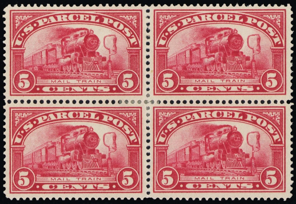 Q5, Mint VF-XF HR 5¢ - Gem Block of Four Parcel Post SCV $100 - Stuart Katz - Image 1 of 1