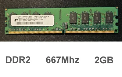 Memoria RAM DDR2 PC2-5300 667Mhz 2GB Micron MT16HTF25664AY-667E1 - Immagine 1 di 4