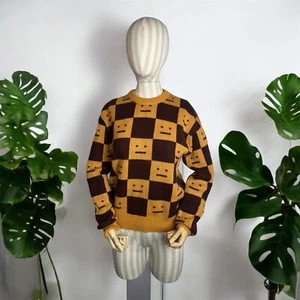 Rare Acne Studios Monogram Sweater Checkerboard Face Motif Size XXS-S Wool Warm - Picture 1 of 17