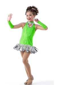 Candy Crush FLO GRÜN Kinder & Erwachsene neues Tanzkostüm Jazz Steppkleid & Unterhose - Bild 1 von 8