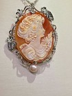 COLLANA CON CAMMEO NATURALE  LAVORAZIONE  ARTIGIANALE  IN  ARGENTO 925 