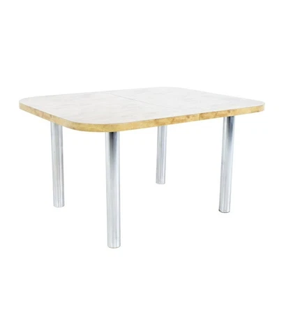 Mid Century Burlwood Formica Dining Table with Chrome Legs Cover