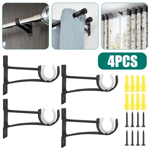 4 Pcs Curtain Pole Rod Brackets Window Holder Aluminum Alloy Heavy Duty Hardware - Picture 1 of 8