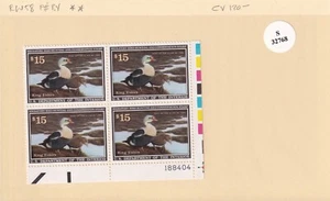 U.S.: Sc #RW58, $15 King Eiders Federal Duck Stamp, Plate Block/4 MNH (F32768) - Picture 1 of 1