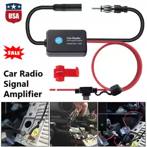 Car Stereo FM & AM Radio Signal Antenna Signal Amplifier Auto Aerial Amp Booster - Picture 1 of 14
