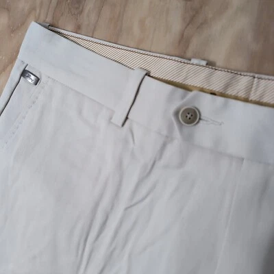 Tommy Bahama Pantalones Para Hombre 35x30 Blanco Beige Plisado Seda Plisado Pantalones Logo Foto 1 de 4