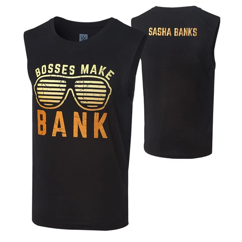 SASHA BANKS WWE Bosses Make Bank Shades * New * Men's Black Muscle Shirt XL Cover