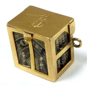 Vintage Mad Money $1 Bill 14K Yellow Gold Charm Pendant Charm Silver Certificate - Picture 1 of 5