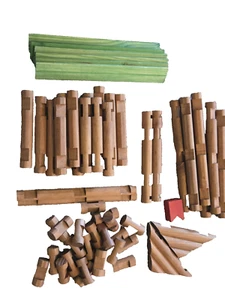 Lincoln Logs Lot Wood Chunky pcs 1/2" Thick Green Roof Slates - Picture 1 of 11