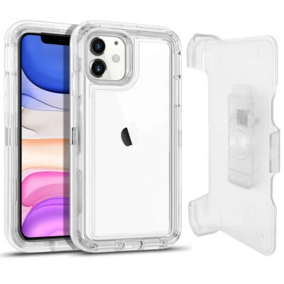 For iPhone 11 / 11 Pro Max Transparent Clear Defender Case Cover With Belt Clip - Image 1 of 4
