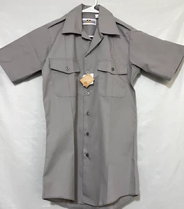 NWT 2021 Flying Cross X1 Mens 14 Small Gray Short Sleeve Uniform Shirt US Navy - Picture 1 of 5
