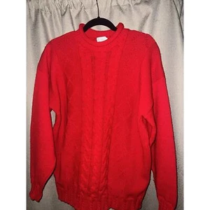 Peggy's Vintage Pullover rot Zopfmuster Oversize Fischer Rollkragen unsichere Größe - Bild 1 von 8
