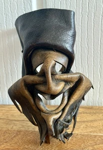 Vintage Hand Made Crafted Leather Face Mask Wall Decoration Comedy Tragedy 5” - Picture 1 of 19