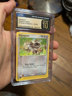 (POP 12) CGC 10 PRISTINE Pokemon Zigzagoon Ex Ruby Sapphire 79/109 Card - Image 1 of 4