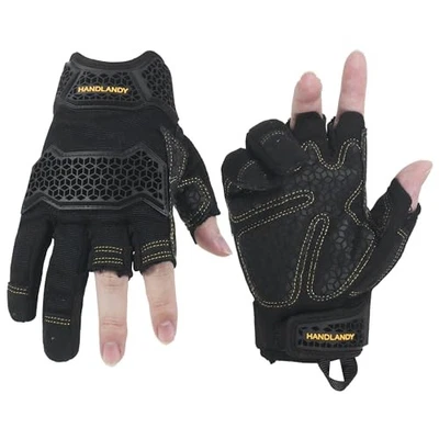  Fingerless Work Gloves, Utility Working Gloves for Men and Women X-Large Black - Image 1 of 4