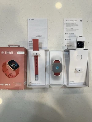 Fitbit Versa 4 Fitness Smartwatch Pink Sand / Copper Rose Aluminum New Open box - Image 1 of 4